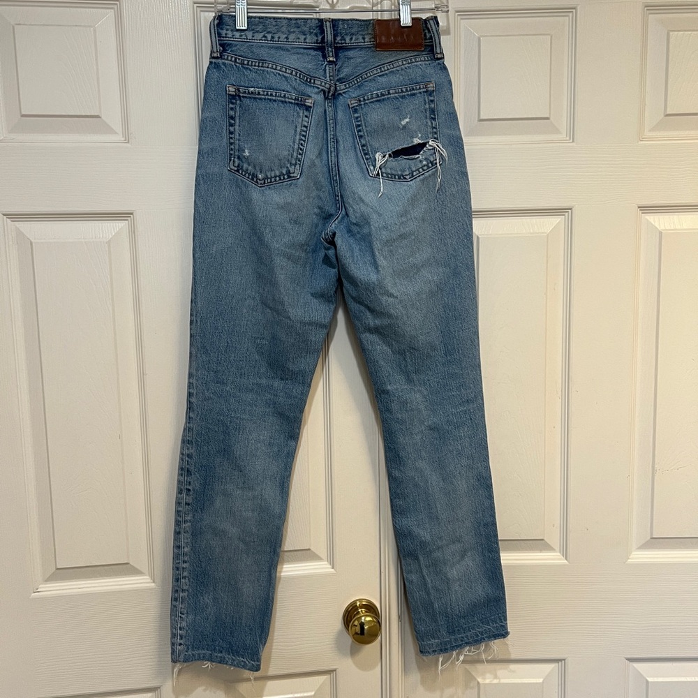 Moussy Vintage Women’s Straight Distressed Blue Washed Jeans Denim Pants Size 27